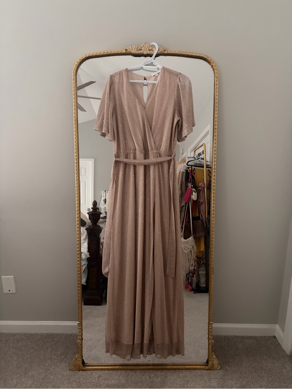 Baltic Born Taupe Sparkle Wrap Maxi Dress
